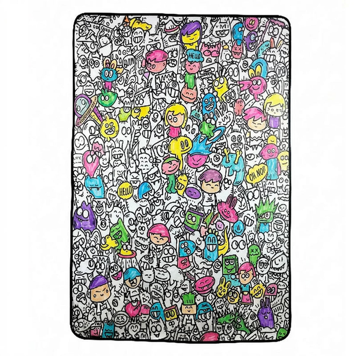Tinta Blanket Doodle Dream design, partly coloured in