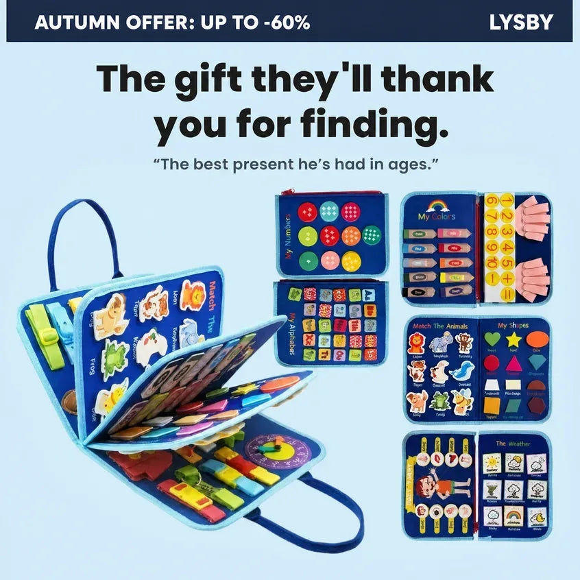 Lysby Discovery Set in blue, activities fanned out: the gift they'll thank you for finding
