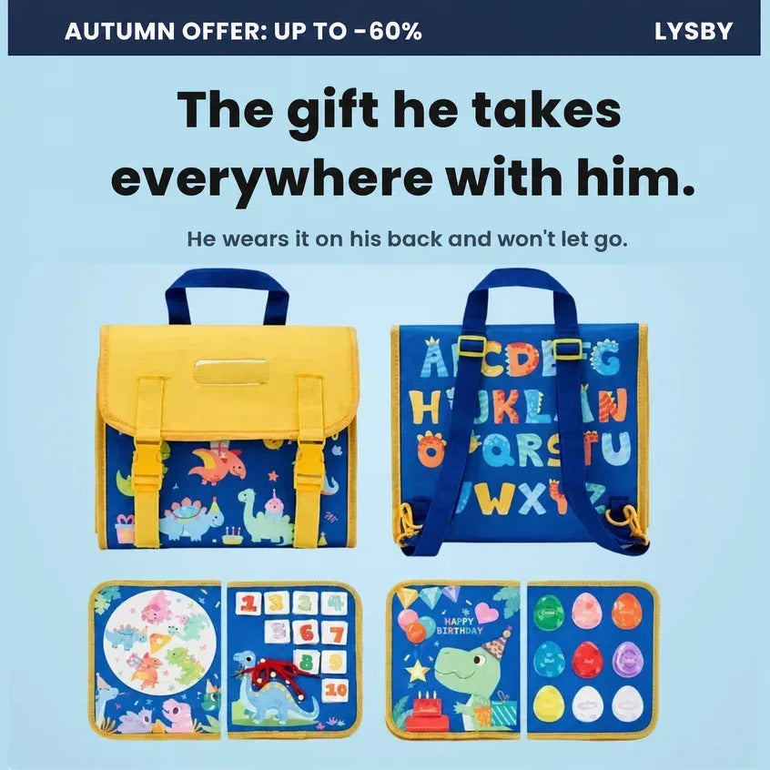 Blue Lysby backpack, dinosaur design: the gift he takes everywhere with him