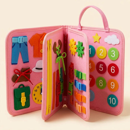 Pink Lysby busy board, Discovery Set: 8 filled pages