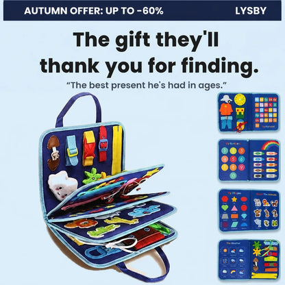 Blue Lysby Discovery Set, the 30+ activity book fanned open: the gift they'll thank you for finding