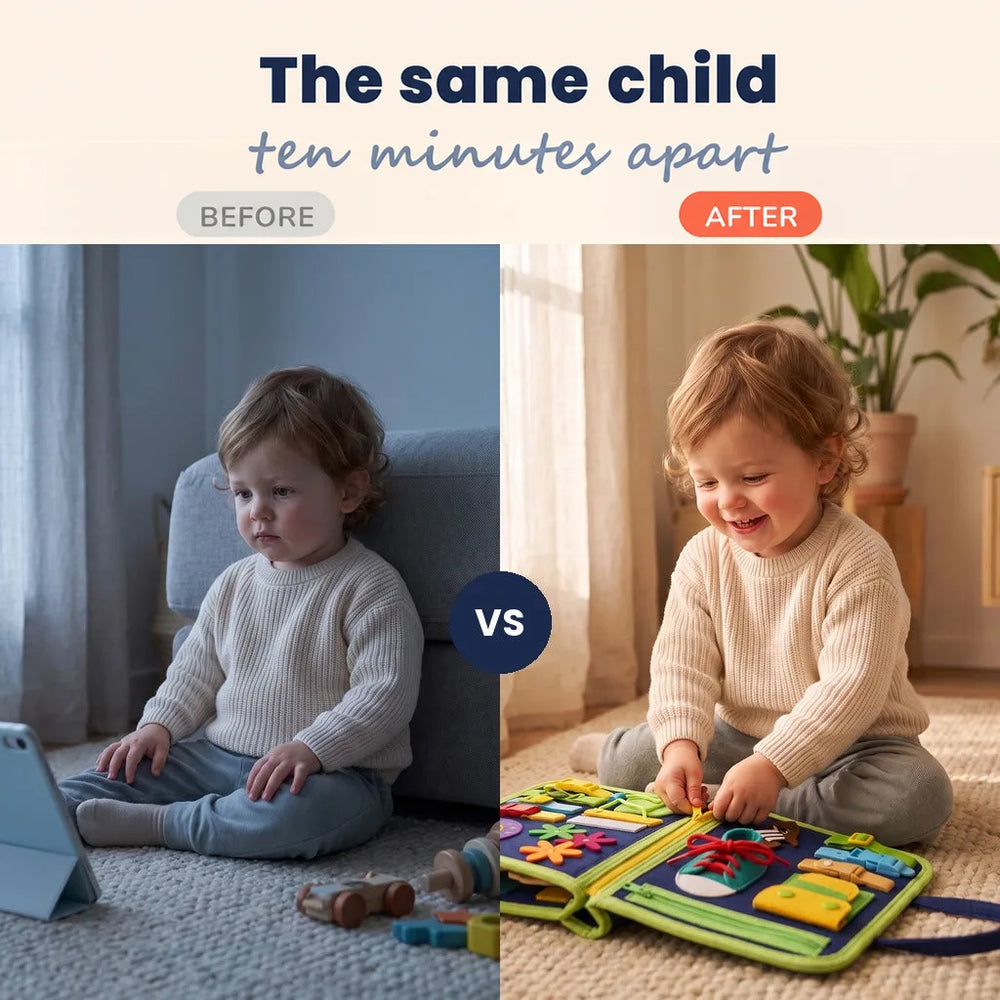 The same child ten minutes apart: before and after