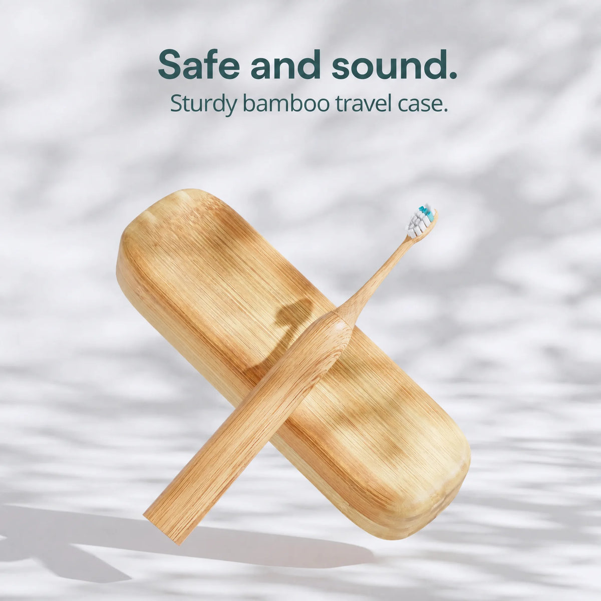 Sonic toothbrush with sturdy bamboo travel case