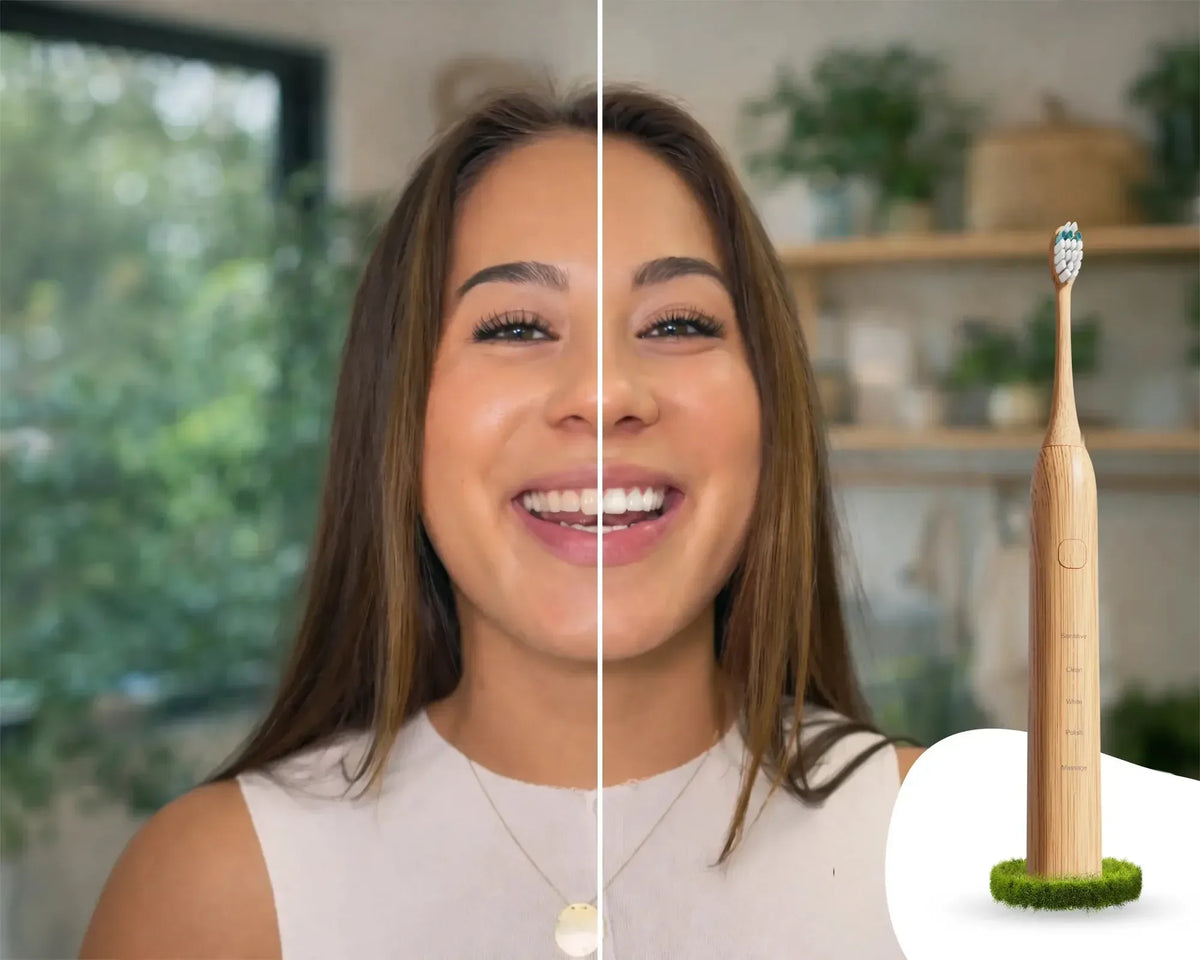 Before and after with the Lysby sonic toothbrush