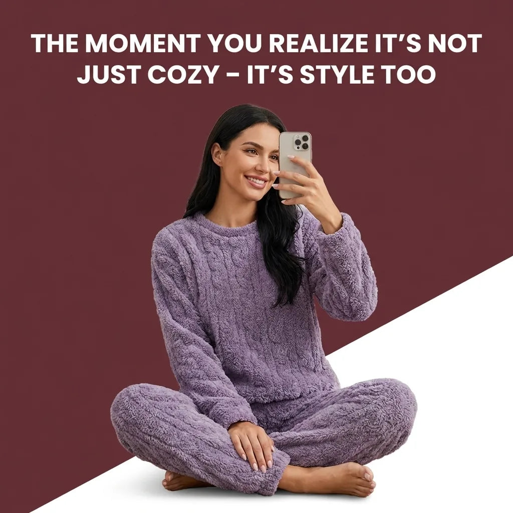 Cozy Set fleece pyjama set in purple