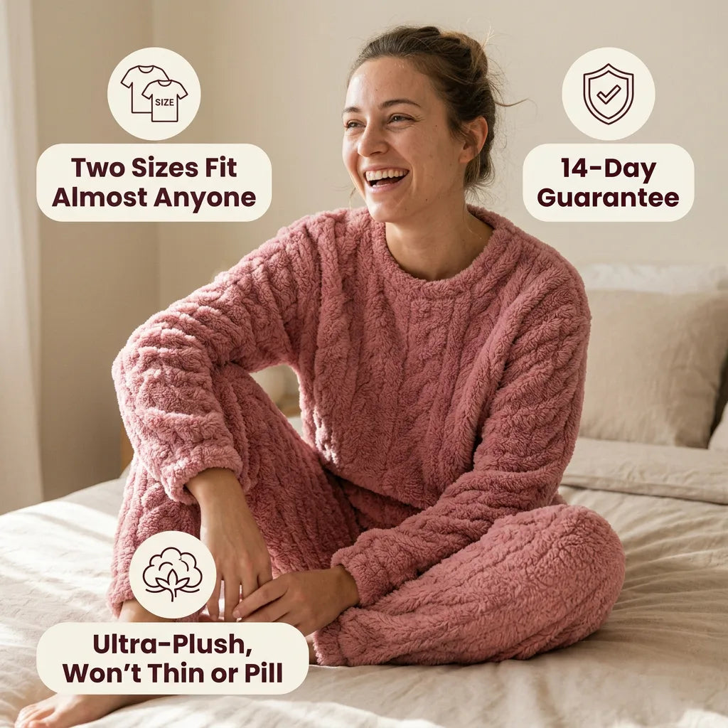 Woman wearing the Cozy Set in pink