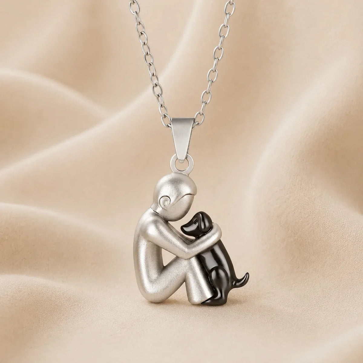 Eternal Hug Necklace, men dog design, black