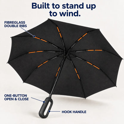 Japanese Umbrella fibreglass double ribs, one-button open and close, hook handle