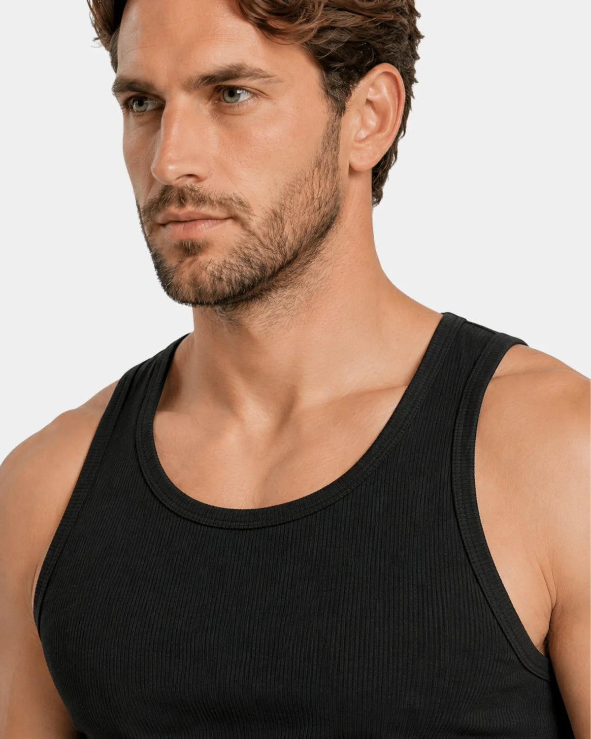 Black Smart Fit Tank Top neckline and shoulder detail
