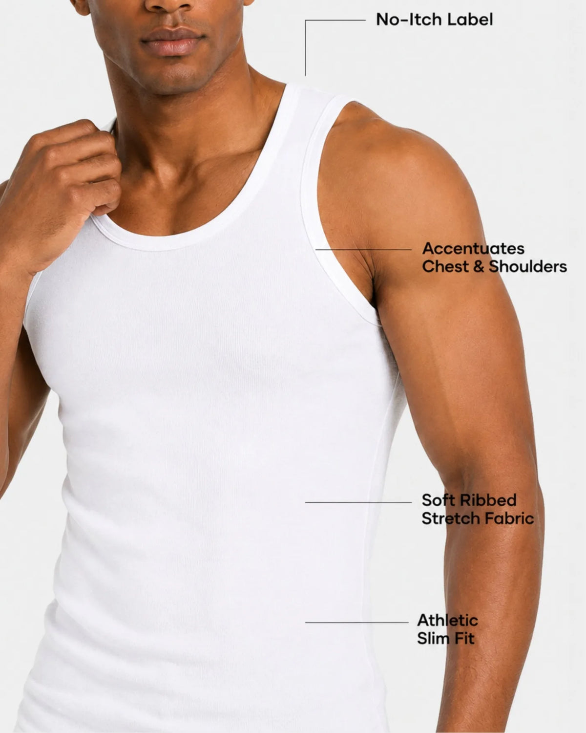 White Smart Fit Tank Top features callout