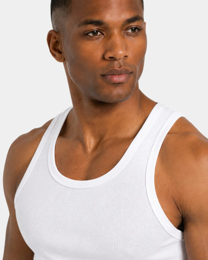 White Smart Fit Tank Top neckline and shoulder detail