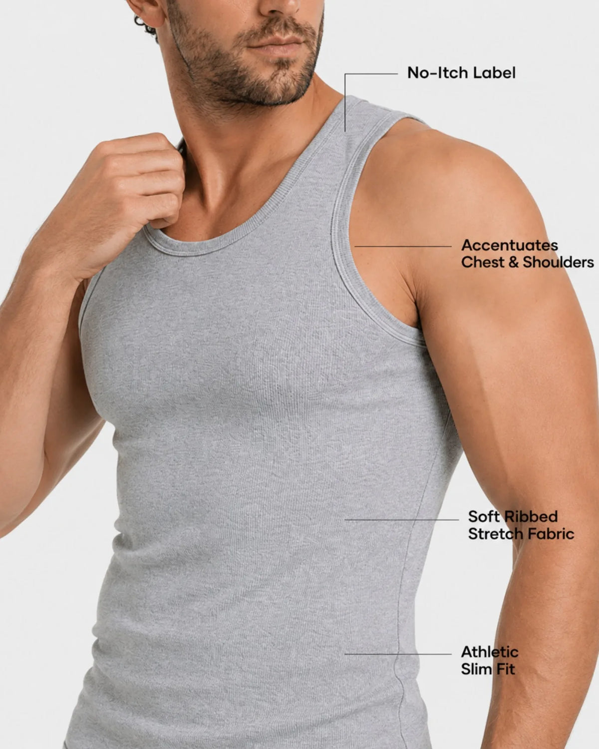 Light grey Smart Fit Tank Top features callout