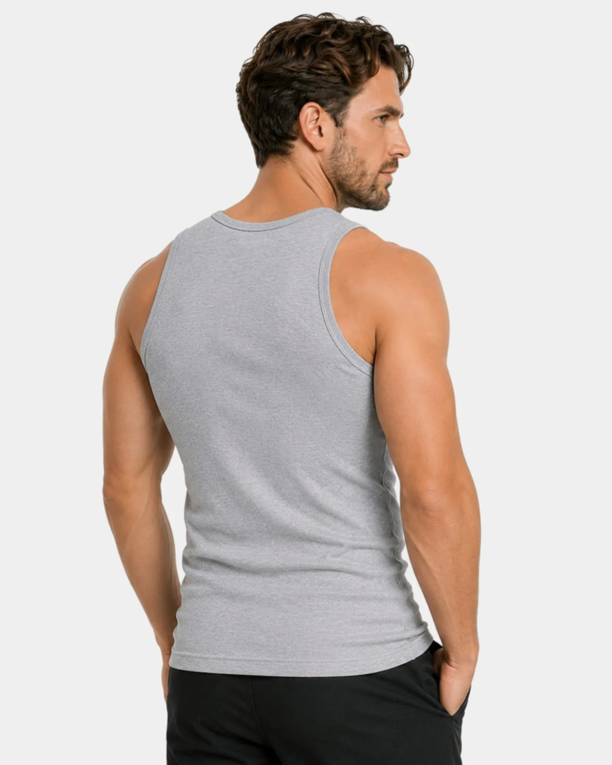 Light grey Smart Fit Tank Top, back view