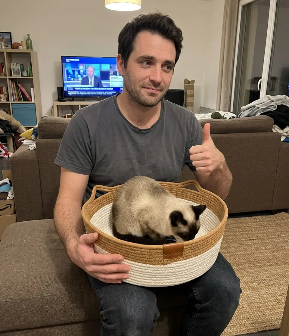 Georgia T.'s cat in the Woven Cat Nest
